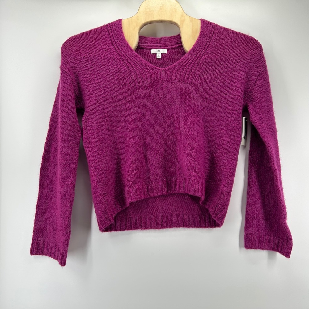 BP. Nordstrom V-Neck Sweater Women Small Magenta Purple High-Low New NWT